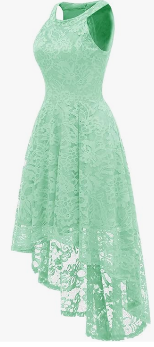 Dressystar Women's Halter Floral Lace Cocktail Party Dress Hi-Lo Bridesmaid Dres