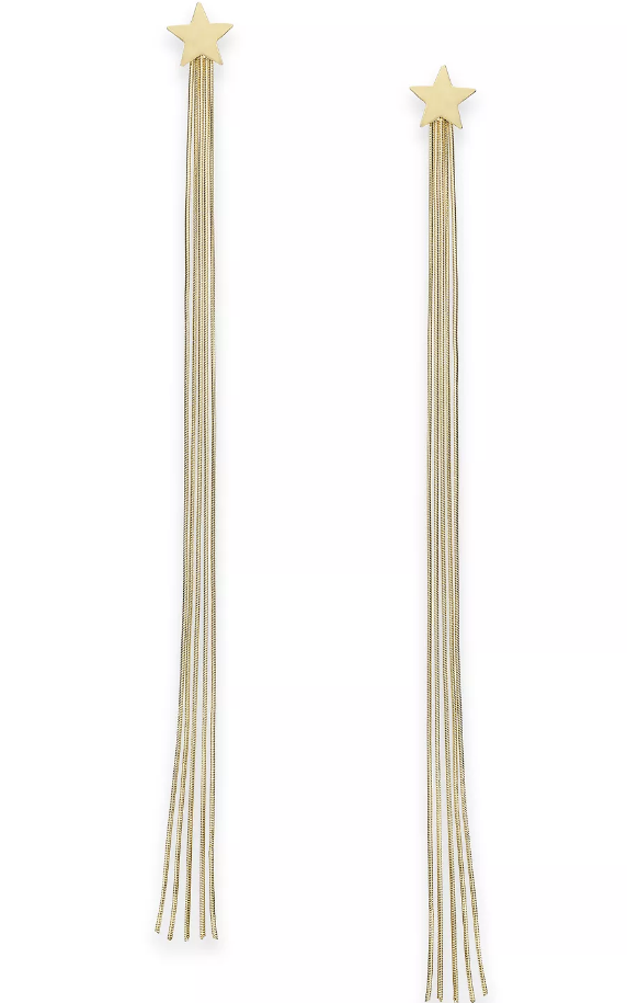 Gold-Tone Shooting Star Extra Large Linear Tassel Earrings