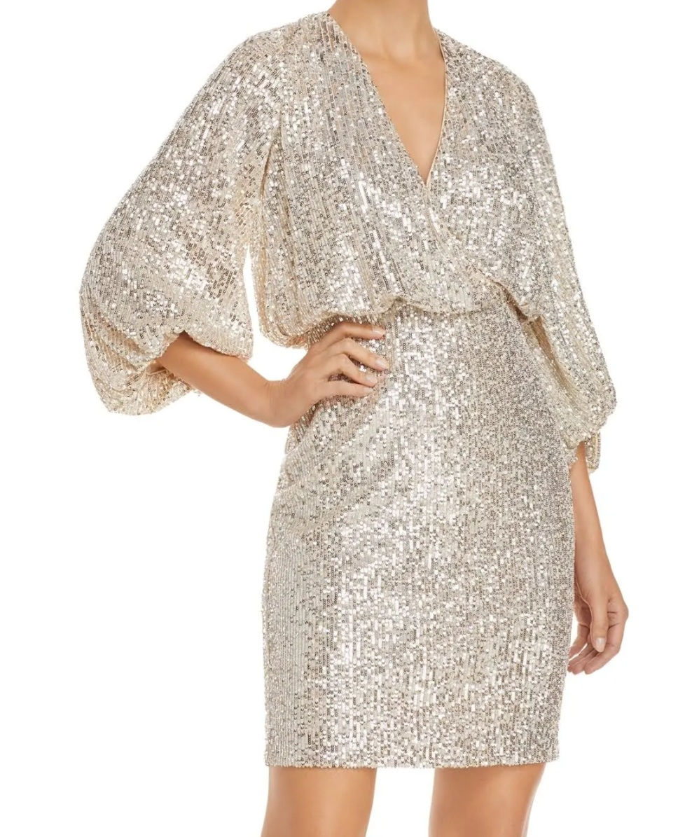 ELIZA J Sequined Blouson Shift Dress