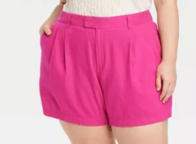 Women's High-Rise Tailored Shorts - A New Day pink size 10