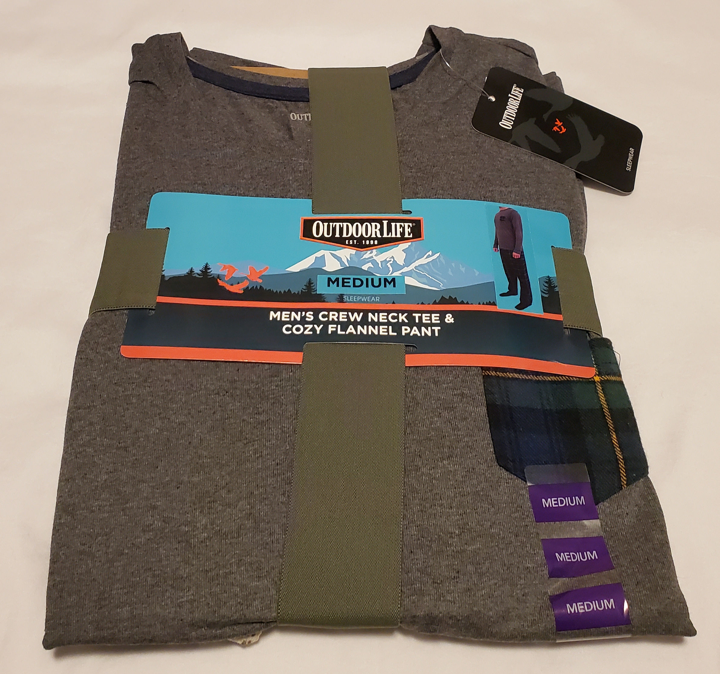 Outdoor Life 2pc. Men's Crew Neck Tee Cozy Flannel Pant - Slee