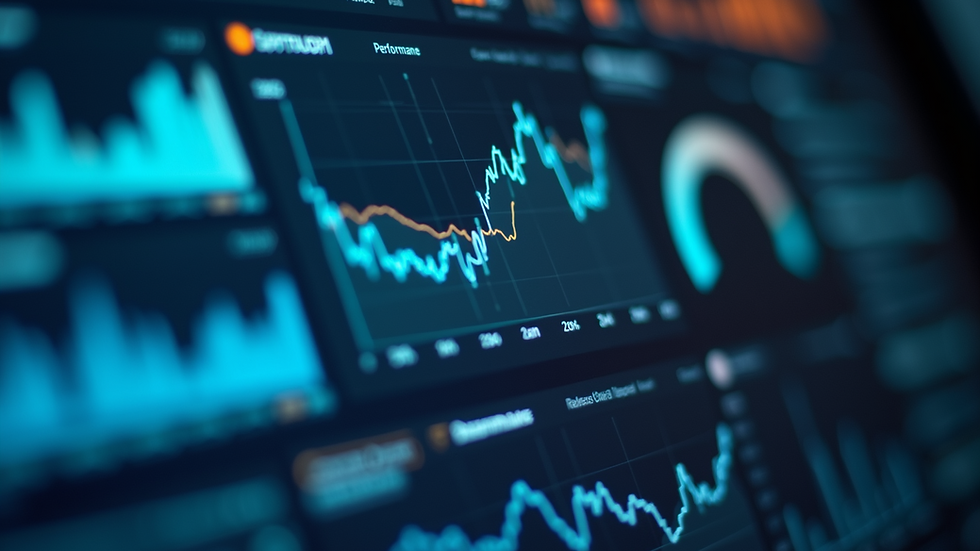Close-up view of a digital dashboard showing performance metrics and analytics