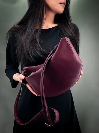 Lubay vegan half moon bag in wine