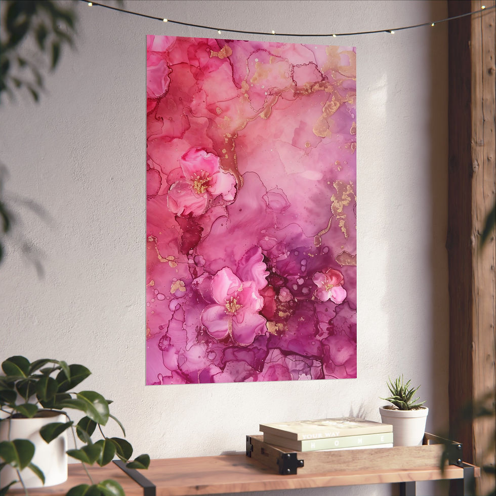 Thumbnail: Elegant Floral Fine Art Posters, Wall Art, Gift for Her, Pink Art Print