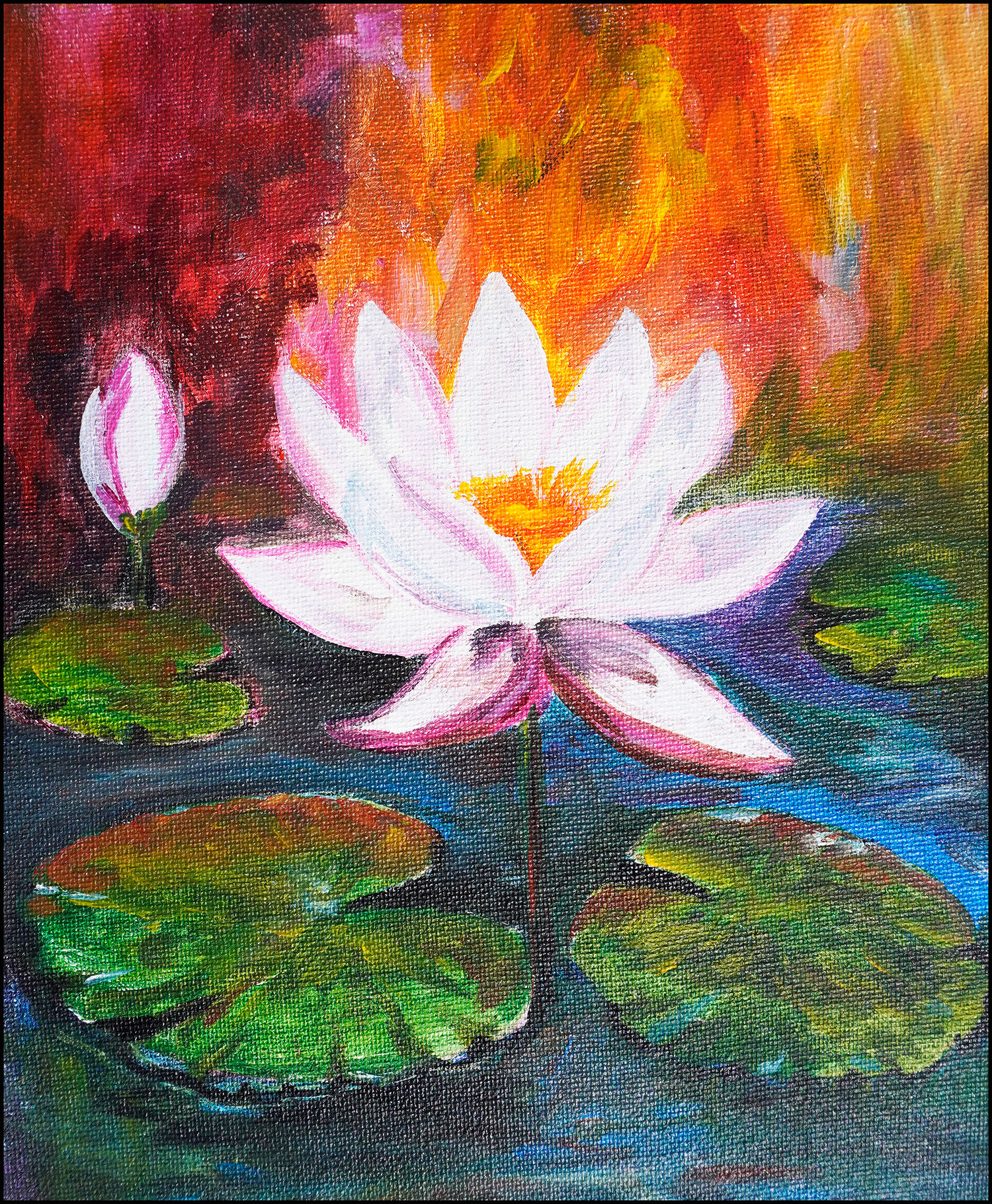 8x10-Streched-Canvas--Lotus---Acrylic