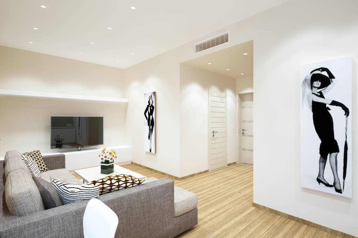 תקרה מתוחה בגימור גבס