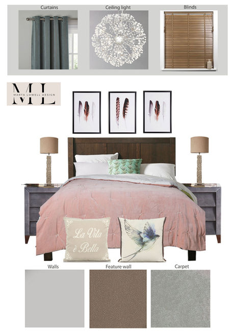 Marta Lowell design, bedroom moodboard, Hexham