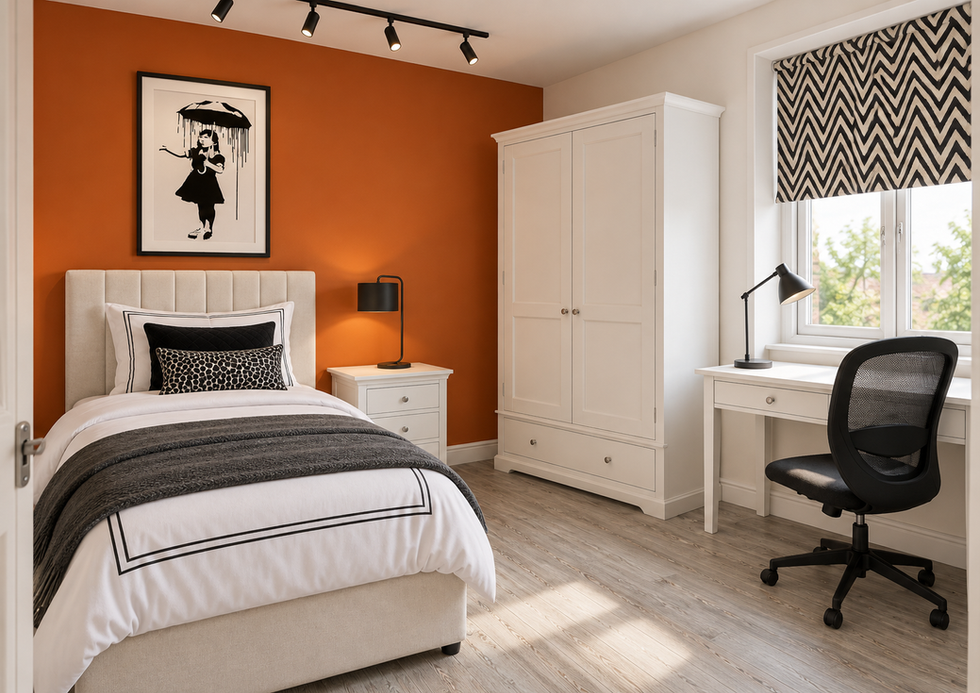 Burnt Orange Haven with Monochrome Accents