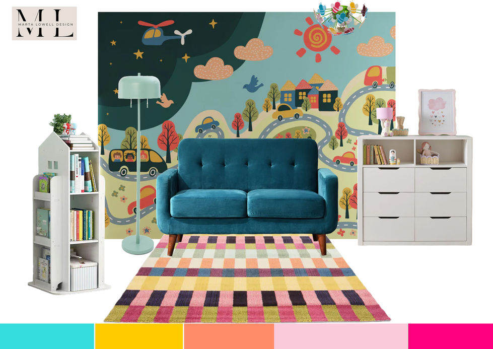 Marta Lowell design kids bedroom moodboard, Hexham