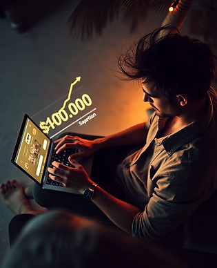 Overhead bird’s-eye view, futuristic sci-fi style, high contrast low-key lighting. A man w