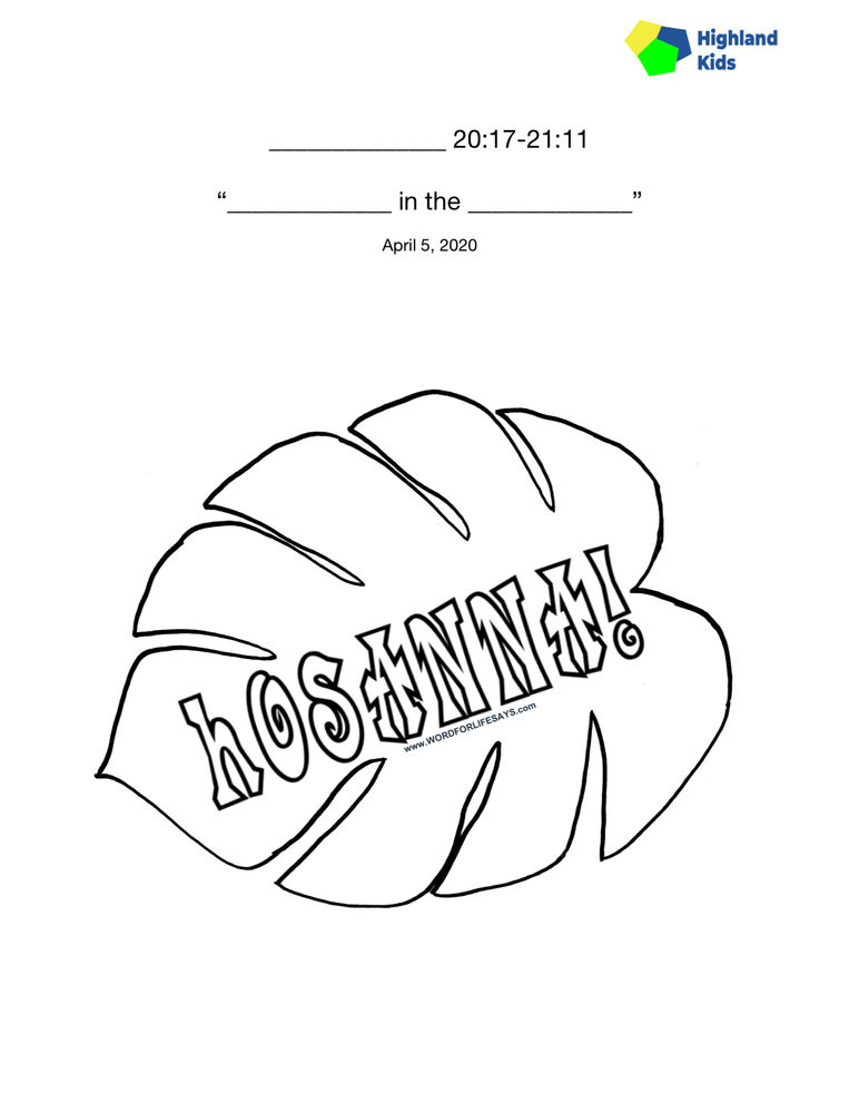 Highland Kids Palm Sunday Worksheets