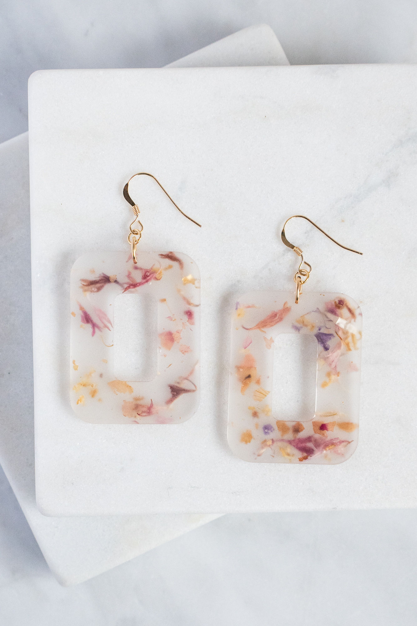 Rectangle Flower Earrings