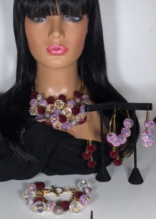 Thumbnail: "Red Velvet Cake" Chunky Jewelry Set