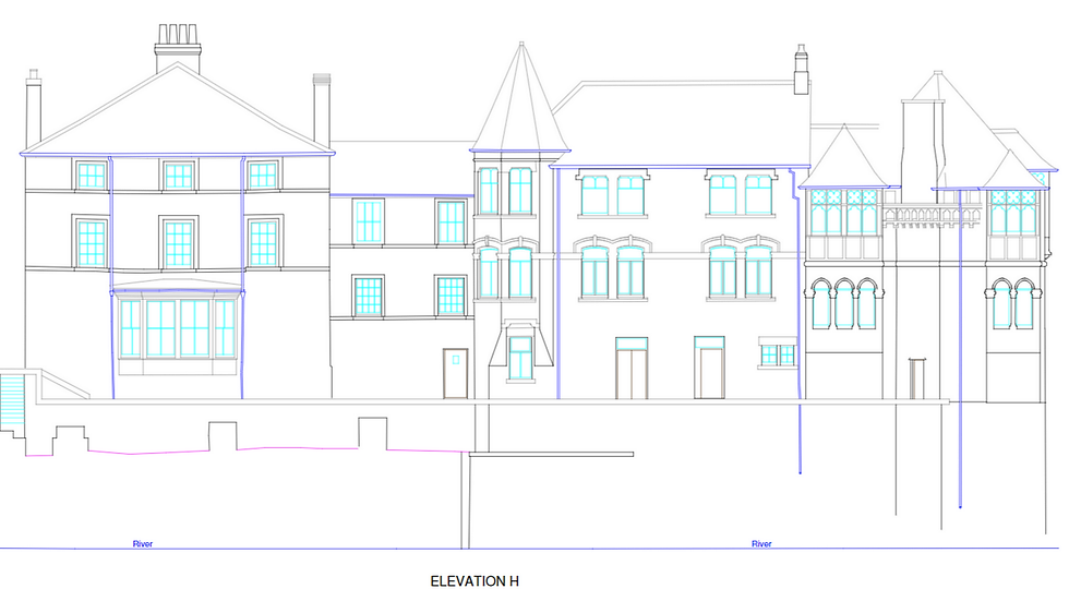Residential elevation drawings illustrating external design changes