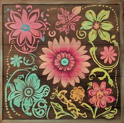 flowers chalk painted on _ solid wood b
