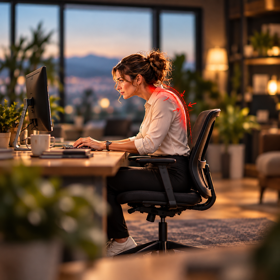 Poor desk posture from workstation ergonomics