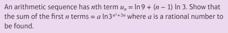 Challenging maths question on arithmetic sequences and natural logarithms.