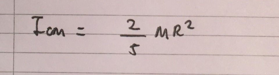 Et voila! This is the moment of inertia for a solid sphere.