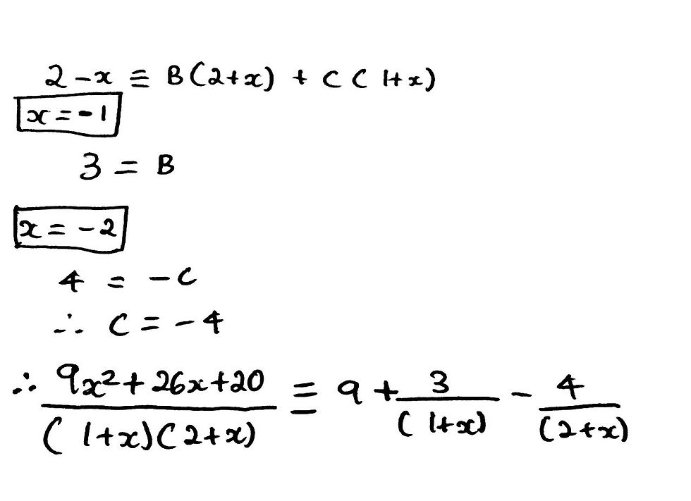 An image showing how to calculate the partial fractions.