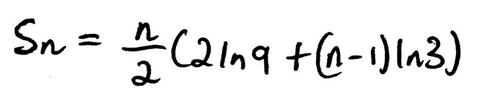 Image of us subbing in the values that we know into the arithmetic series formula.