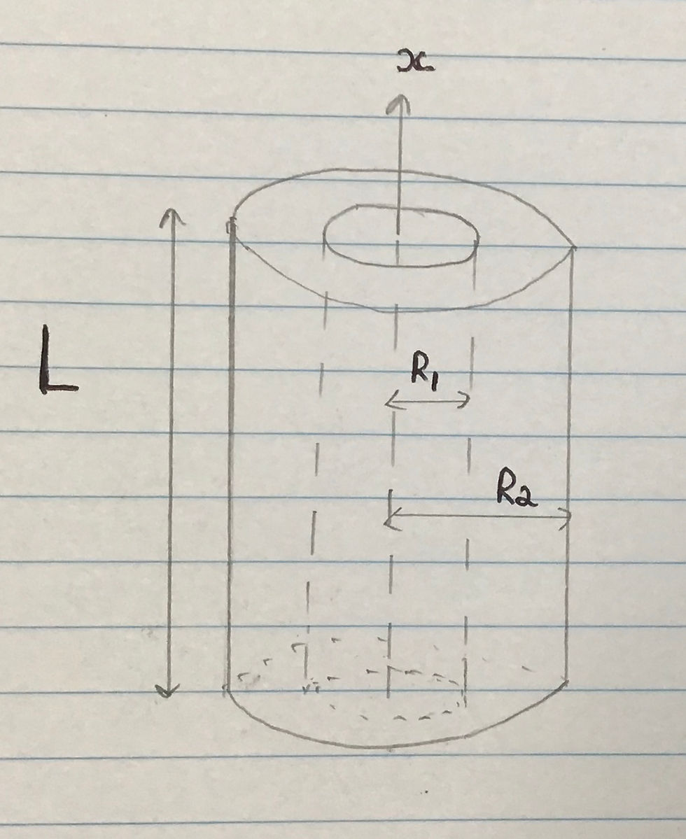 Diagram of the cylinder we are considering, with the necessary variables.