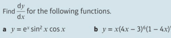 Image of a very hard A-Level Maths, product rule differentiation question.