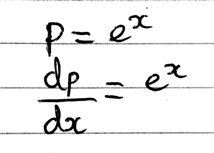 An image showing how to differentiate e^x.