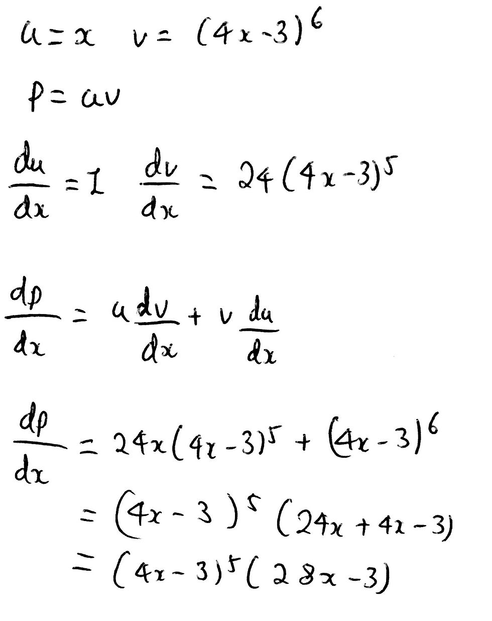 Finding out what dp/dx is.