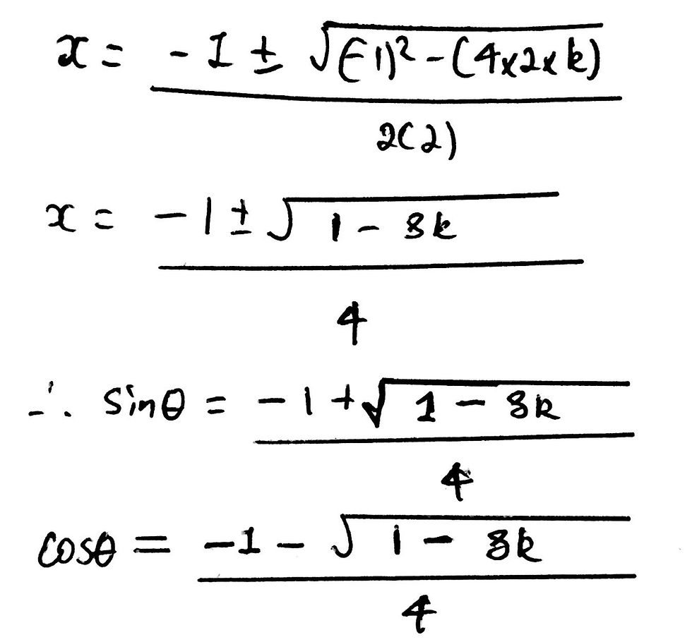 Creating an equation for the two respective roots of the quadratic.