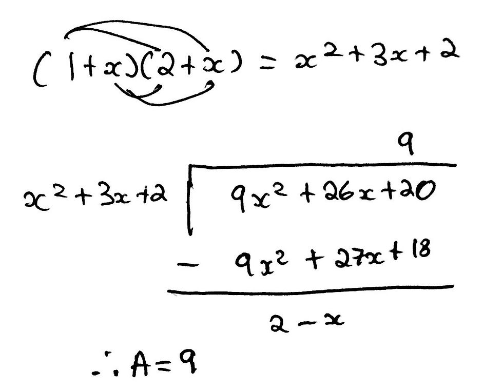 An image showing how to work out the value of A.