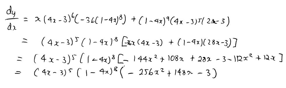 Simplifying our answer for dy/dx.