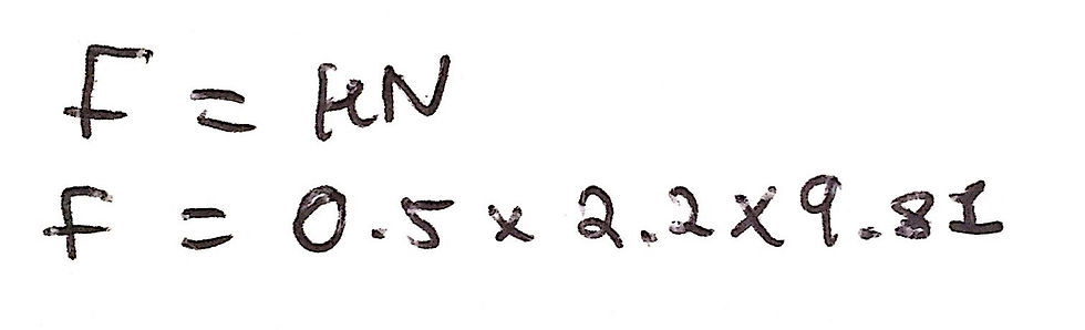 An image showing the calculation of the value of F.