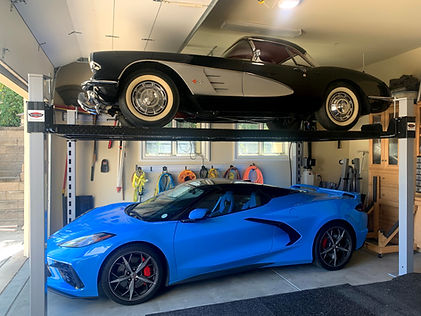 C2 and C8 Corvette on Car Lift.jpg