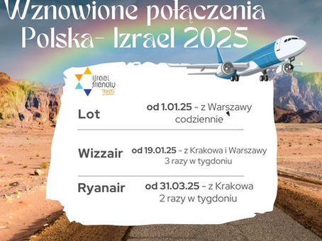 Wznowienie połączeń Polska - Izrael 2025