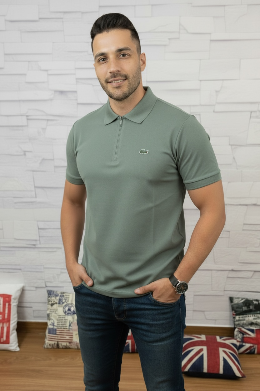 Miniatura: Camisa Polo Tech Masculina Meio Zíper