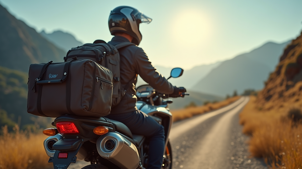 Eye-level view of a packed motorbike ready for adventure