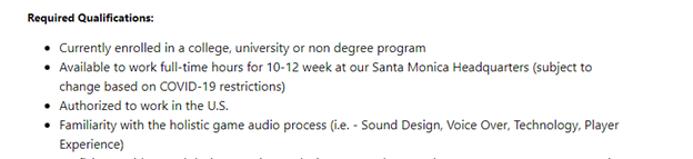 Game sound design job description from Riot