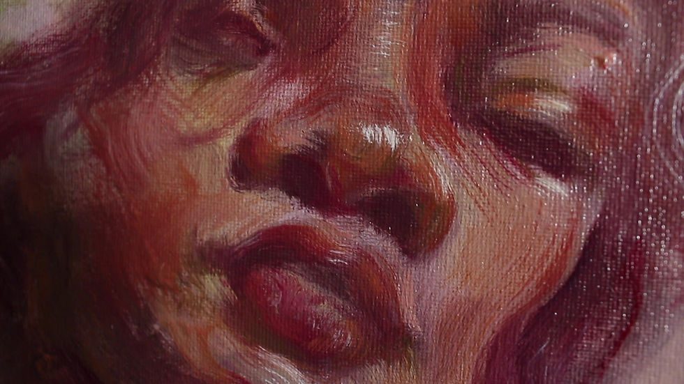 Thumbnail: Video close up of oil painting with detailed brushstrokes and warm colour