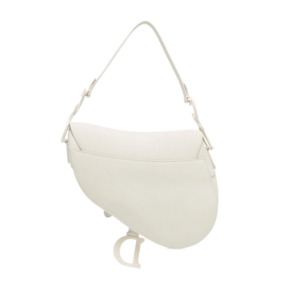Dior Saddle Bag with adjustable shoulder strap, white matte