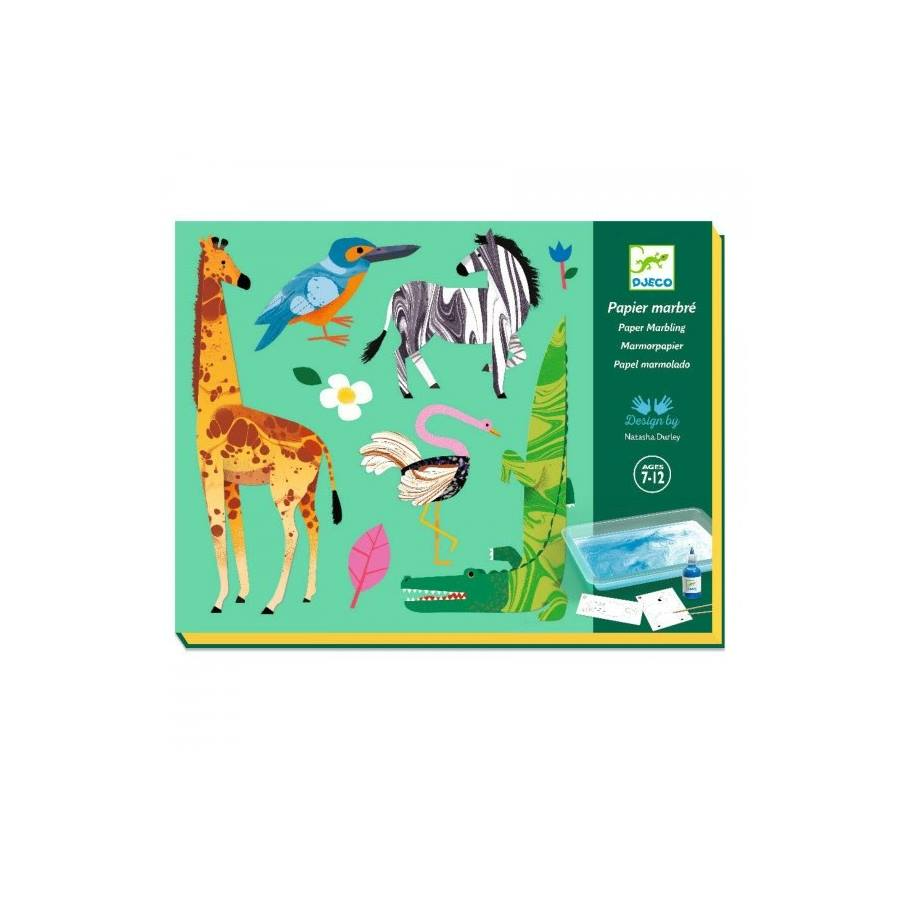Papier marbré Multicolore - Animaux - Djeco