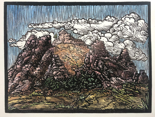 Artistic Relief Print of New Mexico Garden of the Gods Sandstone Outcrop
