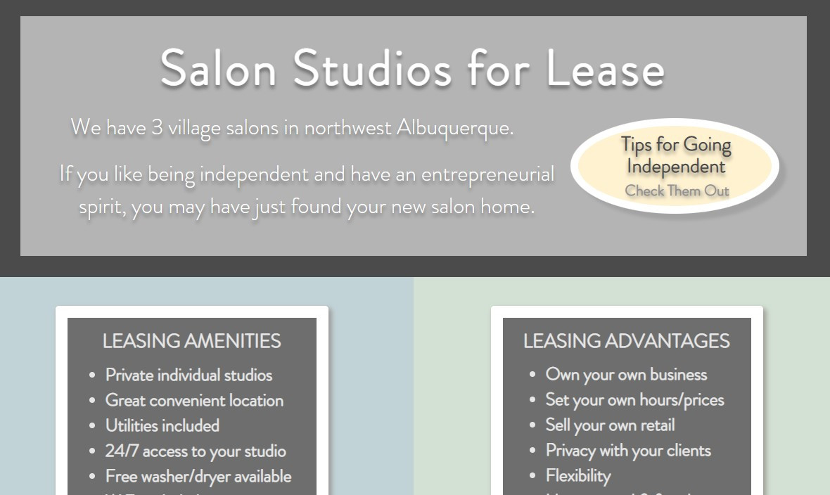 SALON STUDIO FOR RENT Village Salon Studios
