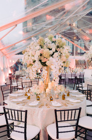 Wedding reception in tent at Dover Hall