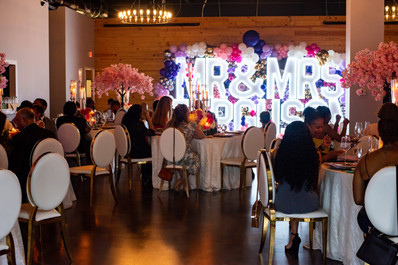 Post-Wedding Reception Set-Up with Balloons and LED Letters