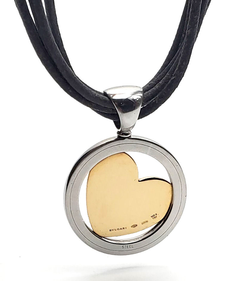 Thumbnail: Bvlgari Tondo Heart Diamond 18K Gold Necklace