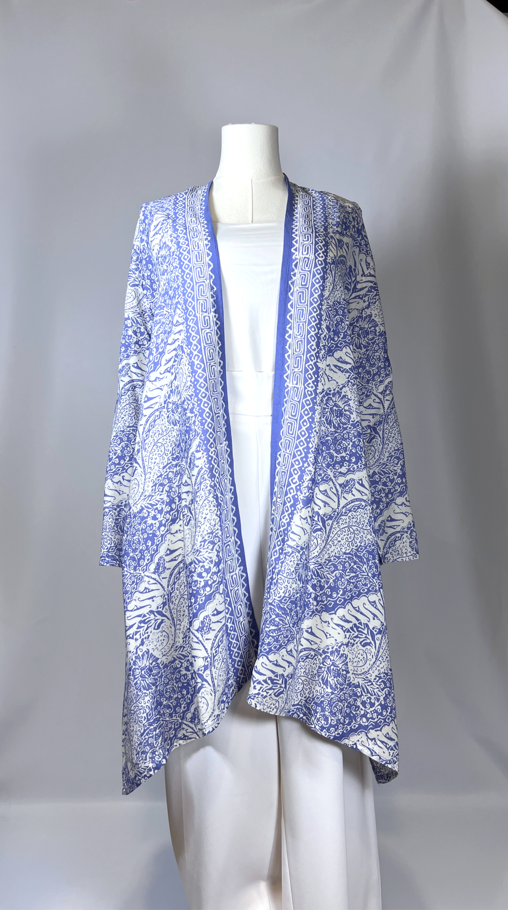 Flora Blue flared long cardigan