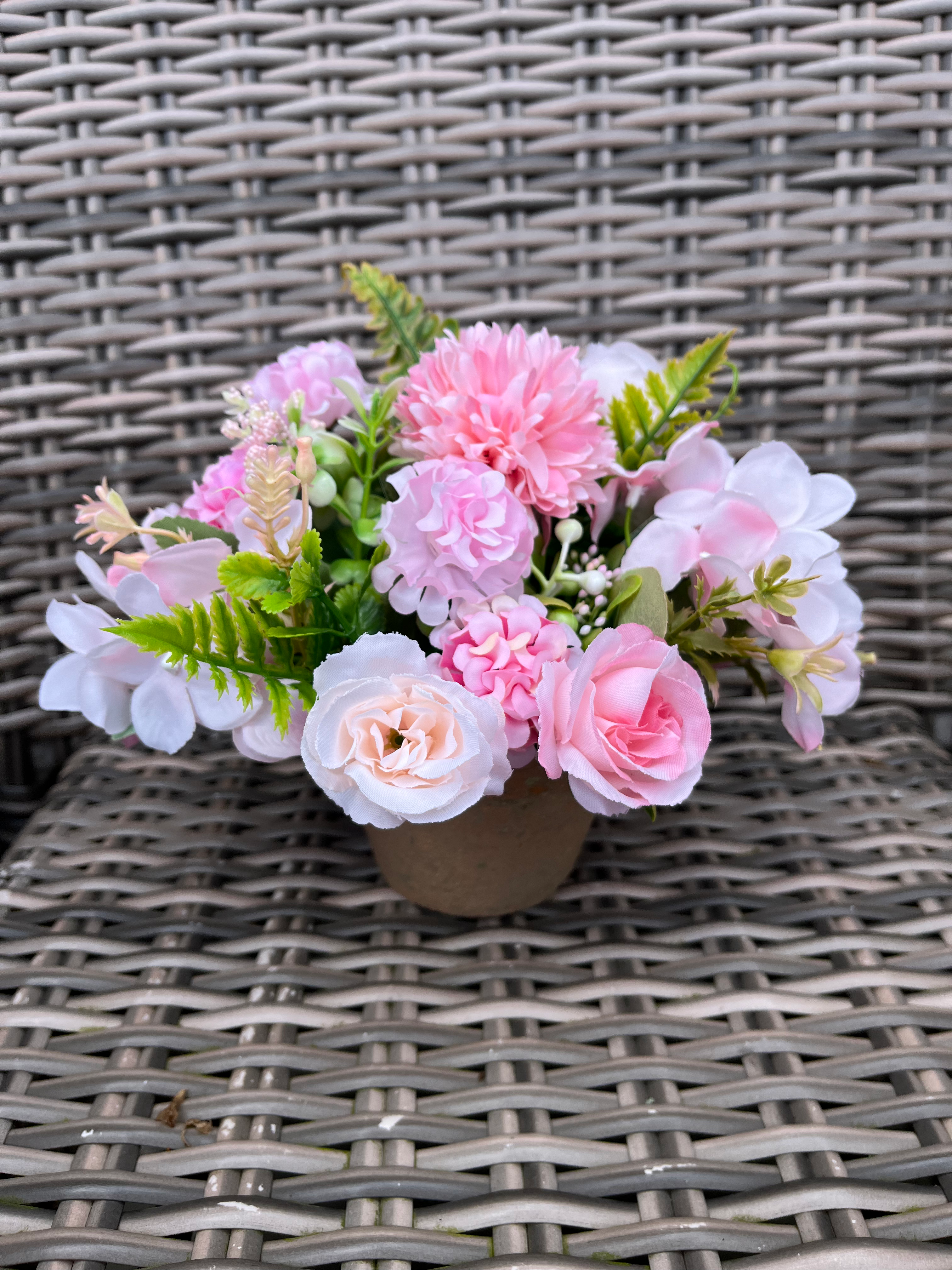 Shades of Pink terracotta pot arrangement