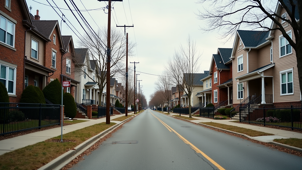 Eye-level view of a renovated Cleveland residential street with mixed housing
