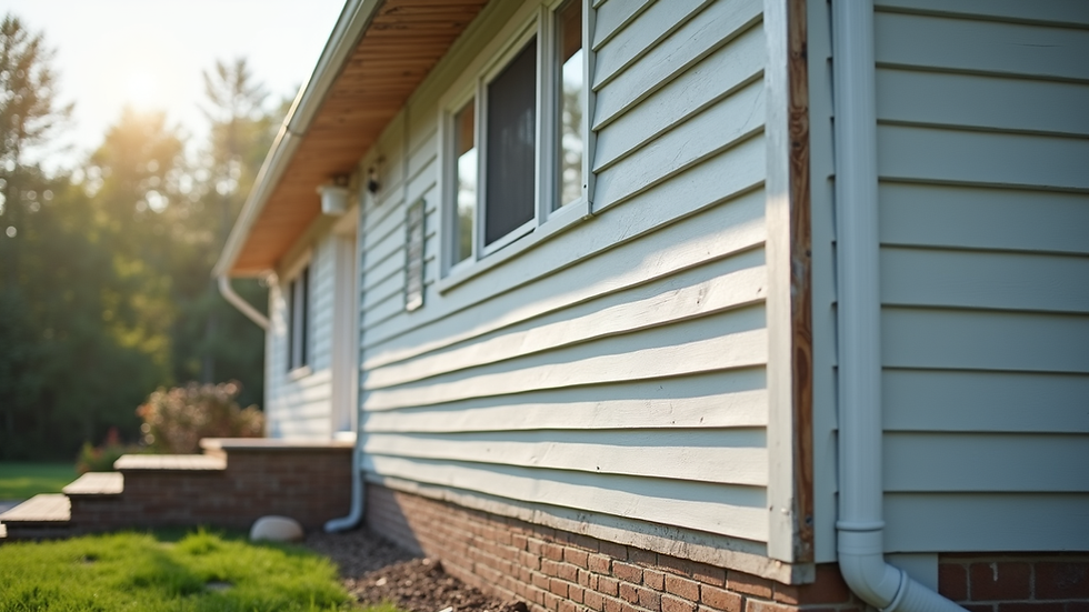 Eye-level view of a house exterior with new siding installation