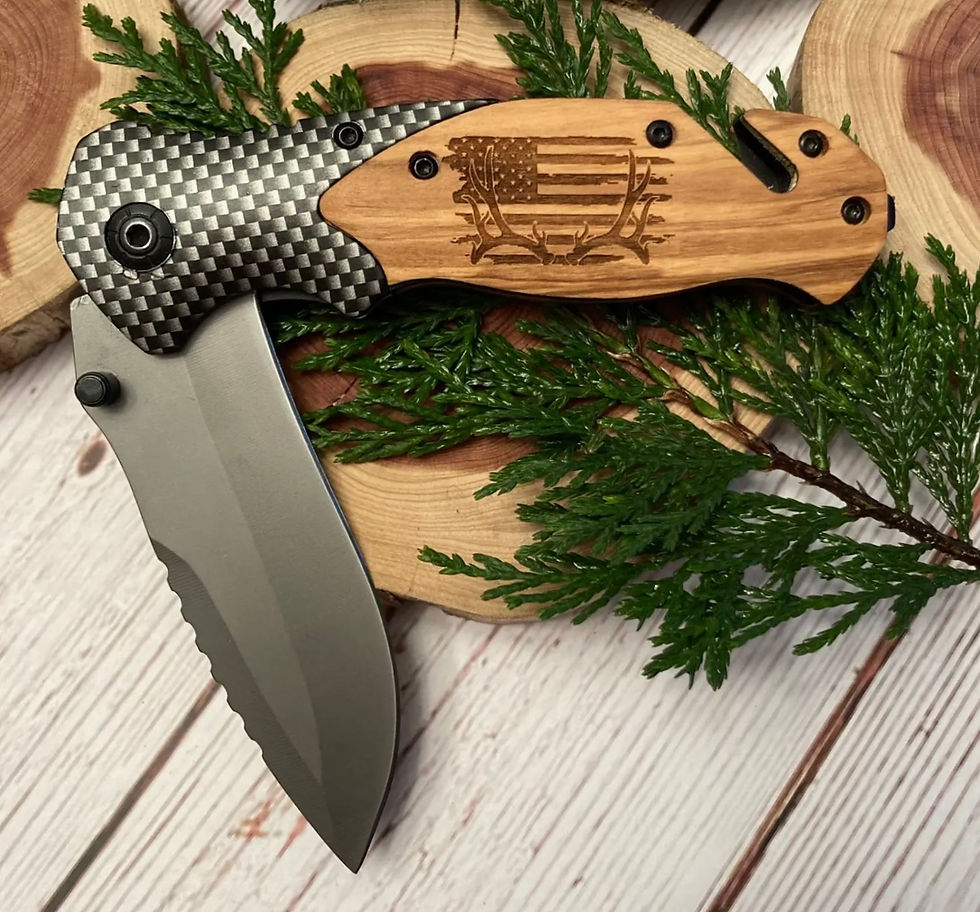 Flag with Antlers Knife
